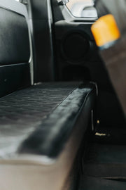 Beesdam padded leather transmission and console cover fitted in a vehicle