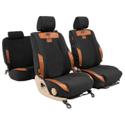 Beesdam African Seat Cover custom-fit seat covers - Charcoal canvas with Red leather