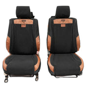 Beesdam African Seat Cover custom-fit seat covers - Charcoal canvas with Red leather