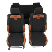 Beesdam African Seat Cover custom-fit seat covers - Charcoal canvas with Red leather