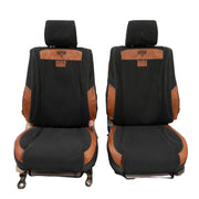 Beesdam African Seat Cover custom-fit seat covers - Charcoal canvas with Red leather