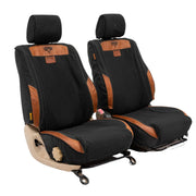 Beesdam African Seat Cover custom-fit seat covers - Charcoal canvas with Red leather