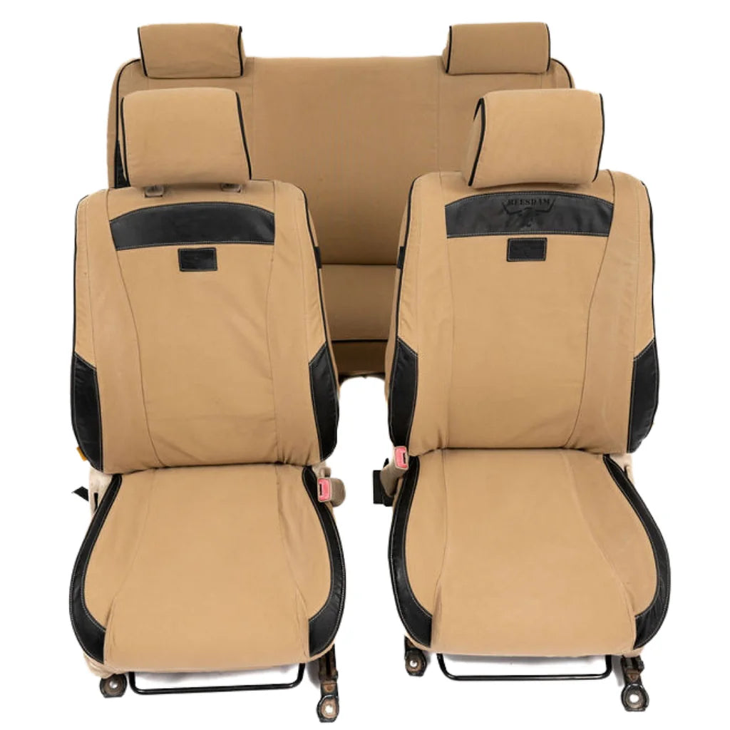 Beesdam African Seat Cover custom-fit seat covers - Sand canvas with Black leather