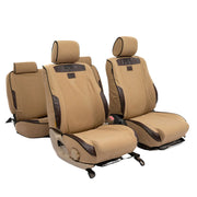 Beesdam African Seat Cover custom-fit seat covers - Sand canvas with Dark Brown leather