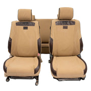 Beesdam African Seat Cover custom-fit seat covers - Sand canvas with Dark Brown leather