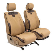 Beesdam African Seat Cover custom-fit seat covers - Sand canvas with Dark Brown leather