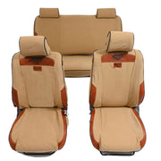 Beesdam African Seat Cover custom-fit seat covers - Sand canvas with Red leather