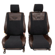 Beesdam Legacy Plus Seat Cover custom-fit seat covers - Charcoal canvas with Textured Brown leather