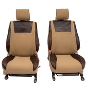 Beesdam Legacy Plus Seat Cover custom-fit seat covers - Sand canvas with Dark Brown leather