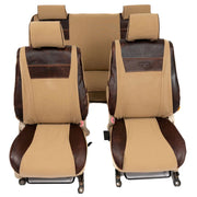 Beesdam Legacy Plus Seat Cover custom-fit seat covers - Sand canvas with Dark Brown leather