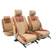 Beesdam Legacy Plus Seat Cover custom-fit seat covers - Sand canvas with Textured Brown leather