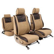 Beesdam Legacy Plus Seat Cover custom-fit seat covers - Sand canvas with Textured Brown leather