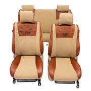 Beesdam Legacy Plus Seat Cover custom-fit seat covers - Sand canvas with Textured Brown leather