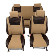 Beesdam Legacy Plus Seat Cover custom-fit seat covers - Sand canvas with Textured Brown leather