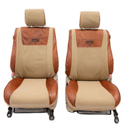 Beesdam Legacy Plus Seat Cover custom-fit seat covers - Sand canvas with Textured Brown leather