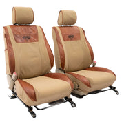 Beesdam Legacy Plus Seat Cover custom-fit seat covers - Sand canvas with Textured Brown leather