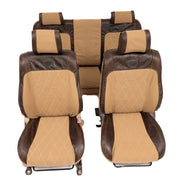 Beesdam Legacy Premium Seat Cover custom-fit seat covers - Sand canvas with Dark Brown leather