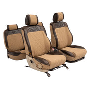 Beesdam Legacy Premium Seat Cover custom-fit seat covers - Sand canvas with Dark Brown leather