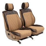 Beesdam Legacy Premium Seat Cover custom-fit seat covers - Sand canvas with Dark Brown leather