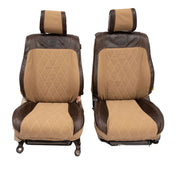 Beesdam Legacy Premium Seat Cover custom-fit seat covers - Sand canvas with Dark Brown leather