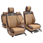Beesdam Legacy Premium Seat Cover custom-fit seat covers - Sand canvas with Textured Brown leather