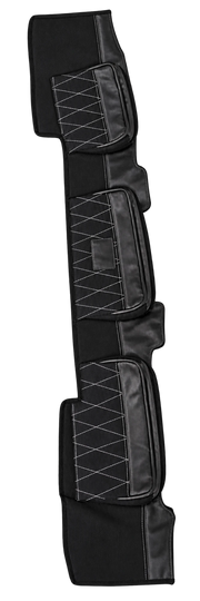 Beesdam Legacy Premium dash cover in Charcoal canvas with Black leather pockets and diamond stitching