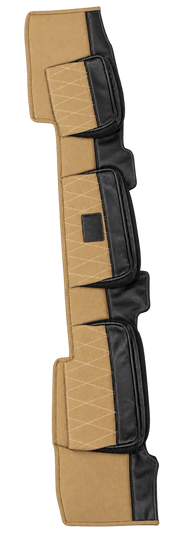 Beesdam Legacy Premium dash cover in Sand canvas with Black leather pockets and diamond stitching