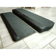 Beesdam Premium rear bench seat and backrest covers in diamond-stitched Charcoal polycotton with Black leather panels