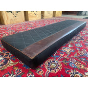 Beesdam Premium rear bench cover in Charcoal polycotton with diamond stitching, a Dark Brown leather panel and leather piping