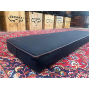 Beesdam rear bench cover in Charcoal polycotton with Dark Brown leather piping