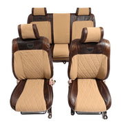 Beesdam Legacy Premium Seat Cover custom-fit seat covers - Sand canvas with Textured Brown leather