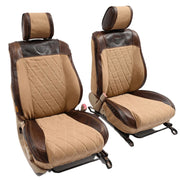 Beesdam Legacy Premium Seat Cover custom-fit seat covers - Sand canvas with Textured Brown leather